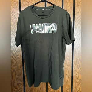 PUMA Men's Camouflage Logo Green Tee